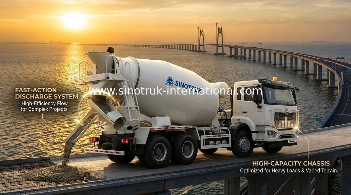 HOWO RHD 6*4 12CBM Λευκό Mixer Truck Μεγάλη Ιπποδύναμη 380HP Ιταλική δεξαμενή αναμειγνύσεων υψηλής απόδοσης