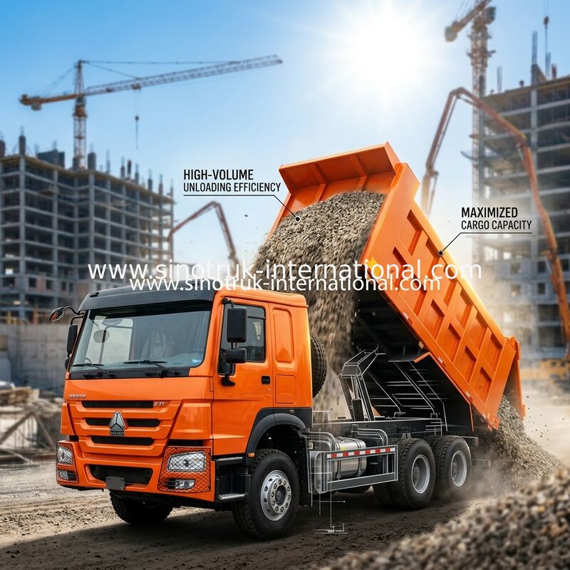 371HP 6x4 Dump Truck 20.01CBM Κυριαρχία ωφέλιμου φορτίου για την αποτελεσματικότητα βαρέων καθηκόντων