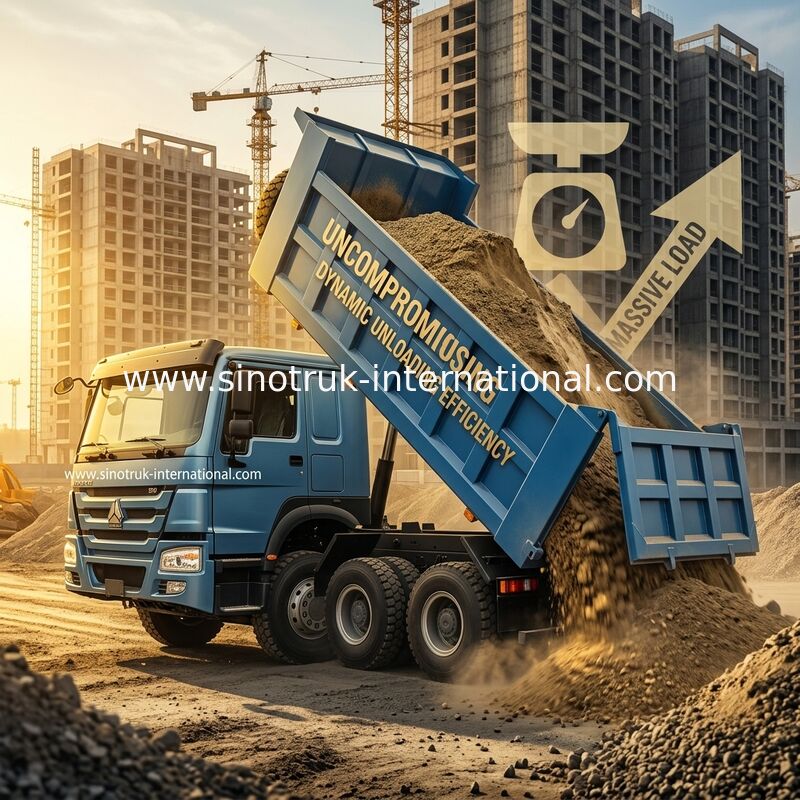Συγκλονιστικό μπλε HOWO 8×4 380HP 26.91CBM φορτηγό όπου η δύναμη συναντά την ακρίβεια σε κάθε φορτίο!