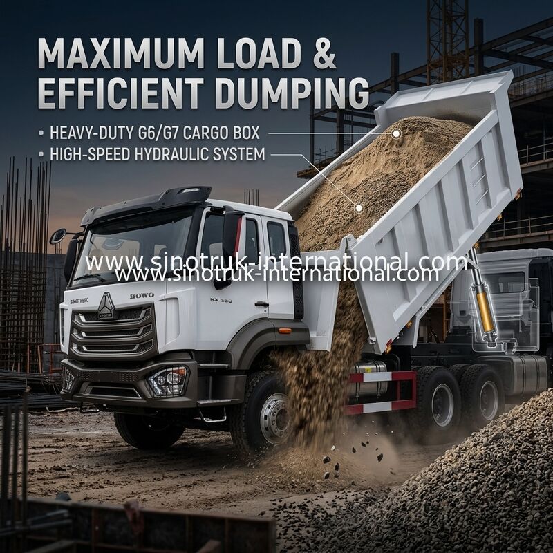 SINOTRUK HOHAN HOWO 380HP LHD Τρακ 6X4 Στυλοποιημένο κουτί φορτίου