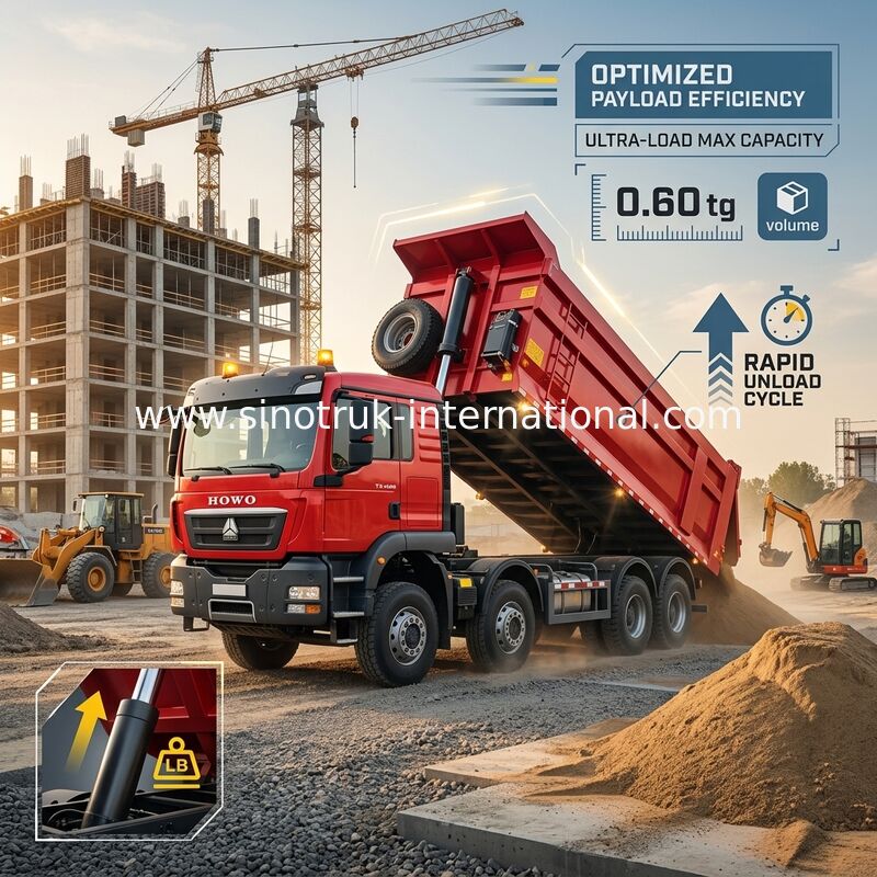 Sinotruk Howo Τρακ Τξ 400HP Euro 2 8 × 4 Lhd U σχήμα Φορτηγό κουτί Κόκκινο