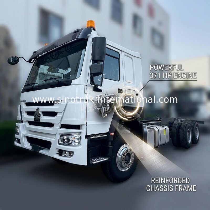 SINOTRUK HOWO Φορτηγό Σασί SINOTRUK κινητήρας 371HP 6 × 4 RHD με προειδοποιητικό φως που χρησιμοποιείται σε φορτηγά φορτηγά φορτηγά φορτηγά φορτηγά φορτηγά