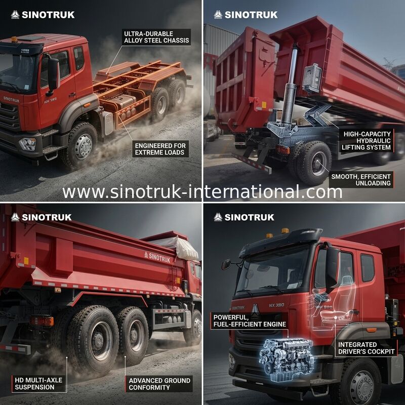 Sinotruk Hohan Νέο φορτηγό απορριμμάτων Howo Tipper N7 8 × 4 12 τροχούς 380HP Lhd ή Rhd με κοντέινερ τύπου U