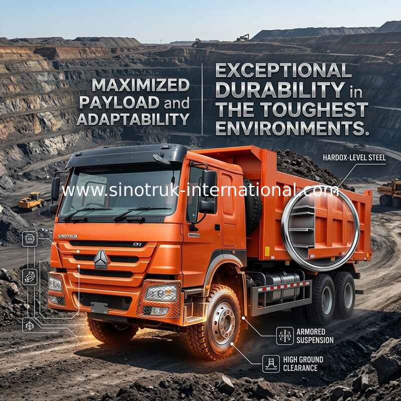 Sinotruk Howo Τρακ 400Hp 8 × 4 Rhd 12 τροχών Μεγάλο δίσκο 7600mm