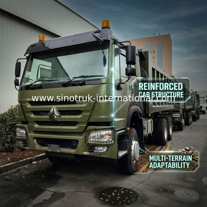 SINOTRUK HOWO 400HP Green Tipper Dump Truck RHD 6×4 12 τροχών Μεγάλη ιπποδύναμη