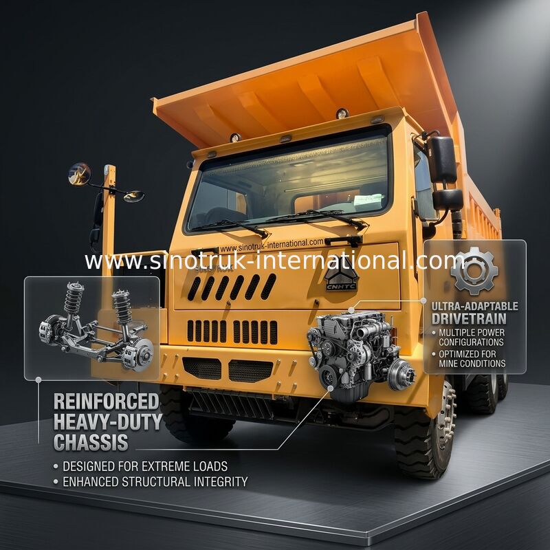 Sinotruk Howo Ορυχείο Τρακ 90Tons 6 × 4 Υψηλής αντοχής χάλυβα φορτηγό σώμα