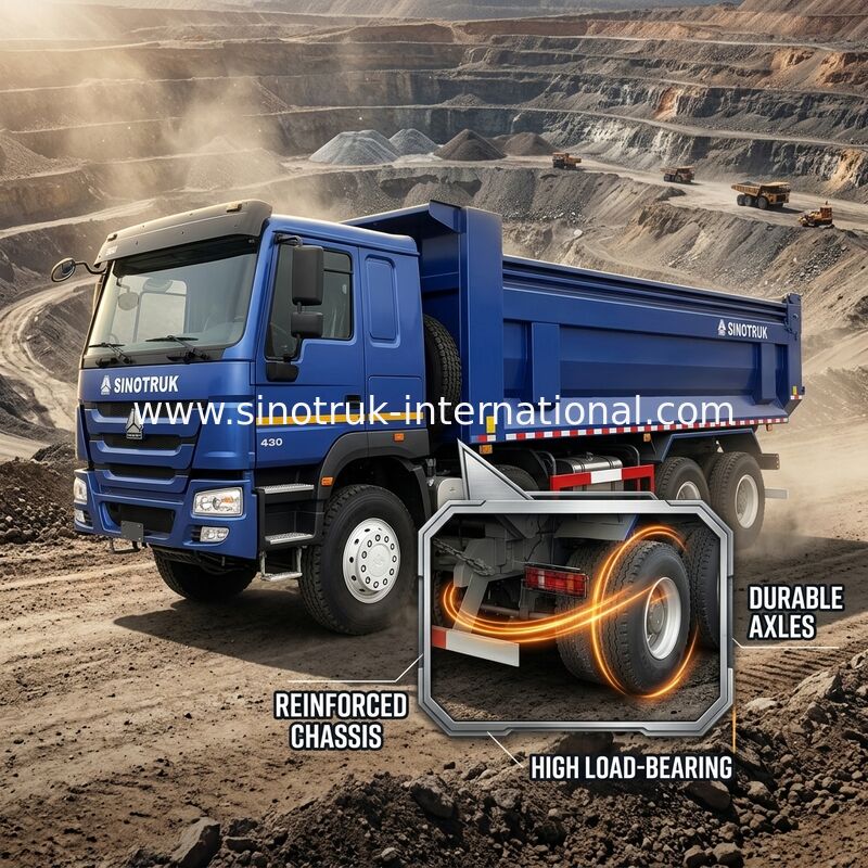 RHD 8×4 12τροχούς ZZ3317V3847B1R Υψηλή Ιπποδύναμη Μικρή κατανάλωση καυσίμου380HP Μπλε HOWO Τράκκα