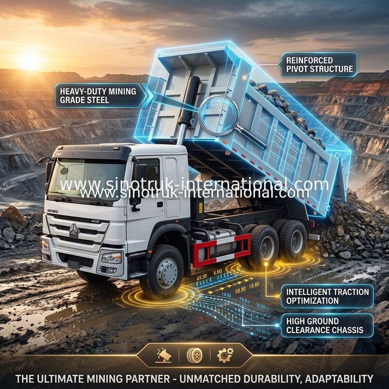 ZZ3257V3847B1 Υψηλή Ιπποδύναμη HOWO Τρόφο 6×4 10 τροχών 400HP Χαμηλή κατανάλωση καυσίμου