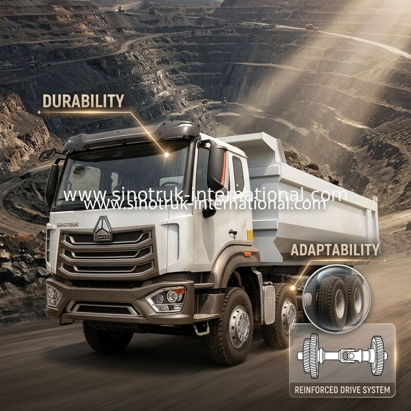 Φορτηγό απορρίψεων HOWO N7 LHD 12wheels 8X4 400HP για τη μεταλλεία