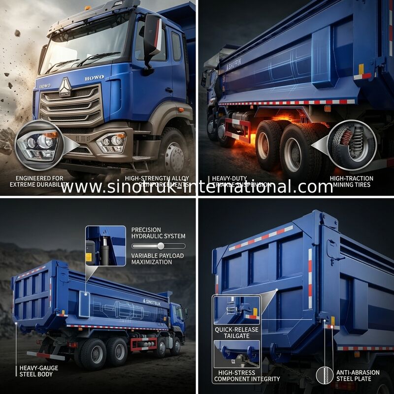 RHD 8×4 10τροχούς 380HP Μπλε HOWO Τράκκα Τεχνητή