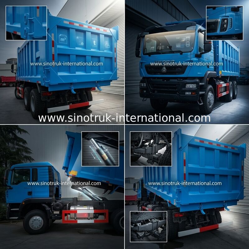 Μπλε LHD 6×4 10 Tipper ροδών HOWO υψηλή ιπποδύναμη 371HP φορτηγών απορρίψεων