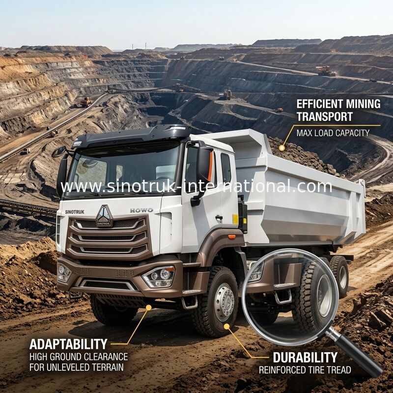 Φορτηγό απορρίψεων αμαξιών LHD 12wheels 8X4 400HP HOWO N7 για τον τύπο του U μεταλλείας