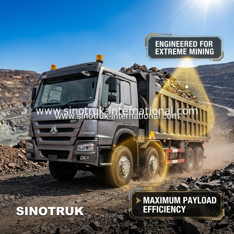 RHD 8×4 12 τροχών Μεγάλη ιπποδύναμη HOWO 26CBM Τράκκα 380HP Μικρή κατανάλωση καυσίμου