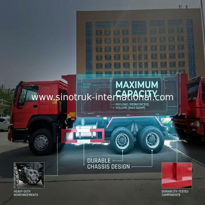 Tipper SINOTRUK HOWO φορτηγό απορρίψεων RHD 6×4 336HP στο κόκκινο χρώμα