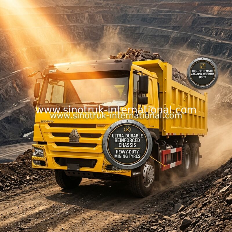 Tipper Howo Sinotruk φορτηγό απορρίψεων 10Wheels 400Hp 6 × 4 μέση ανύψωση κίτρινη