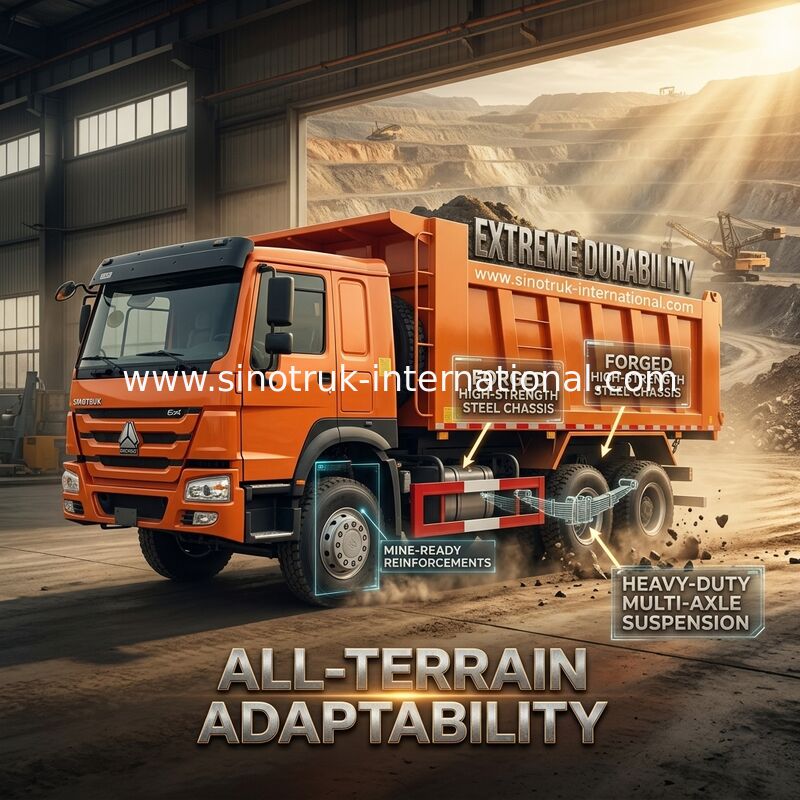 Sinotruk Howo Τρακ Weichai 380Hp 6 × 4 5200 - 5800mm Για εξαγωγή