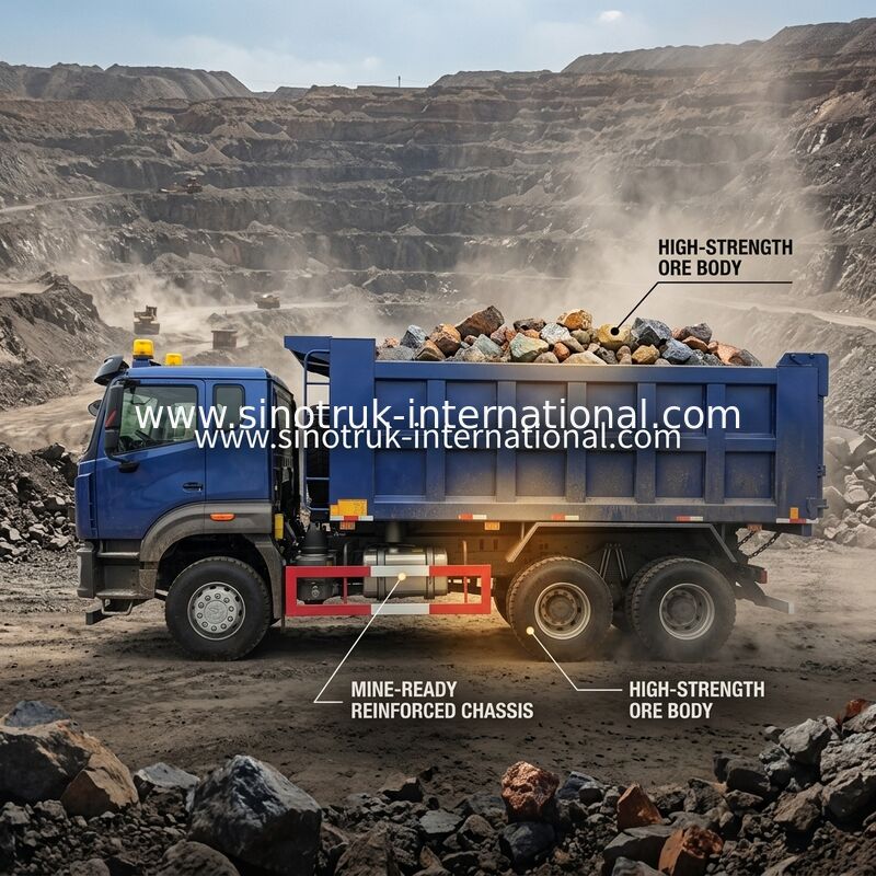 Tipper Sinotruk N7 φορτηγό απορρίψεων 10 ρόδες 400Hp 6 × 4 με το φως προειδοποίησης