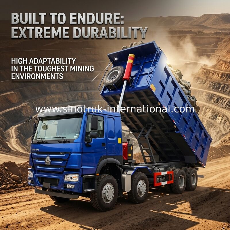 400HP χαμηλή Tipper κατανάλωσης HOWO καυσίμων μπλε υψηλή ιπποδύναμη φορτηγών απορρίψεων RHD 6×4 12wheels