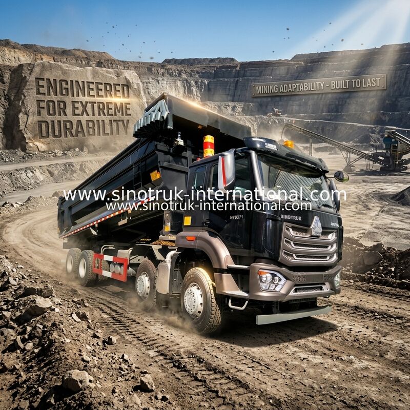 Tipper Sinotruk HOWO φορτηγό απορρίψεων 8X4 371hp 12 ρόδες μαύρο N7 ZZ3317V386JB1R