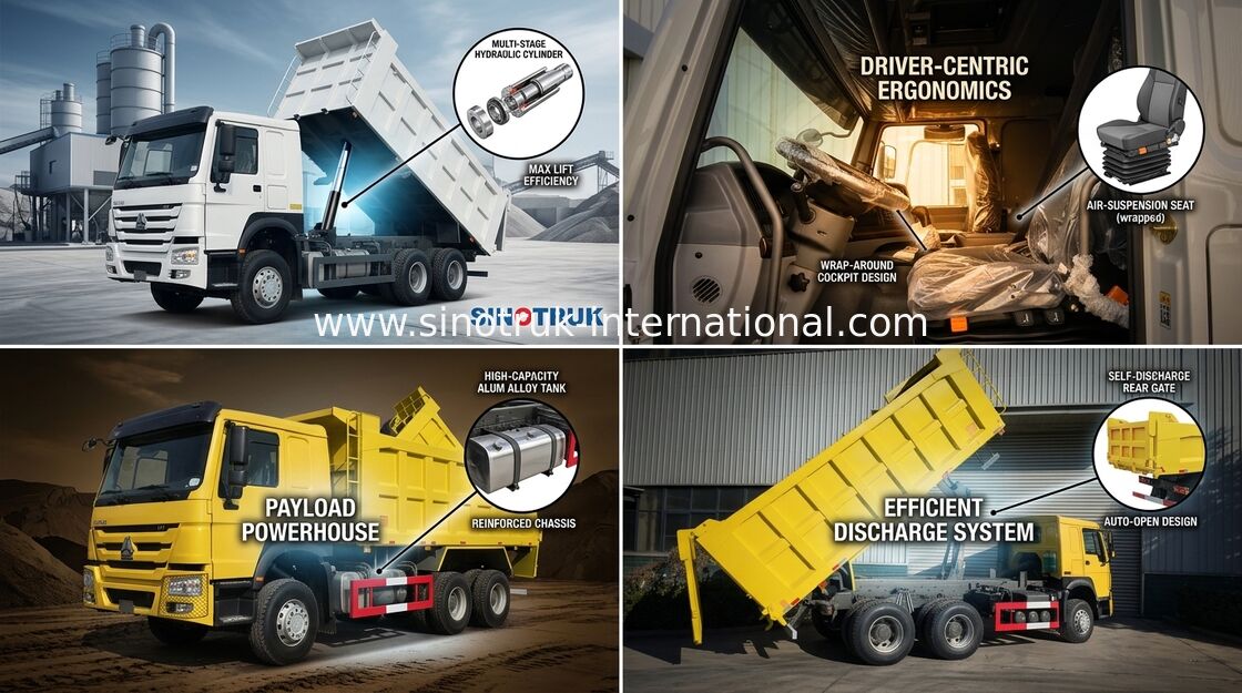 Sinotruk 400hp Howo 6 X 4 10 Tipper ροδών μέση ανύψωση φορτηγών απορρίψεων