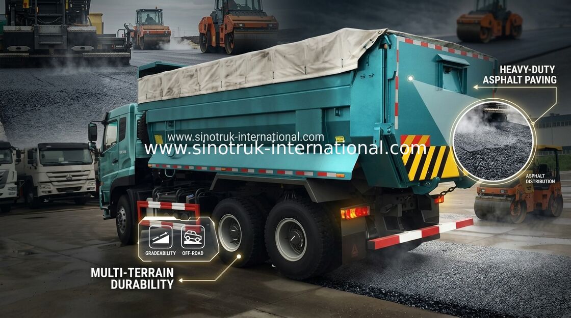 SINOTRUK φορτηγό απορρίψεων 25 - 40 τόνοι για τα δημόσια έργα που φέρνουν το δομικό υλικό