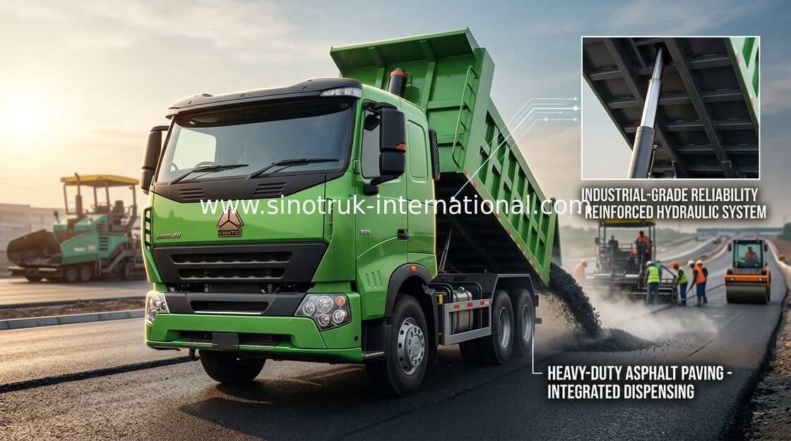 HOWO A7 30 - 40 Tipper απορρίψεων φορτηγών RHD 6X4 αέρα αναστολής πράσινου τόνοι χρώματος λεμονιών