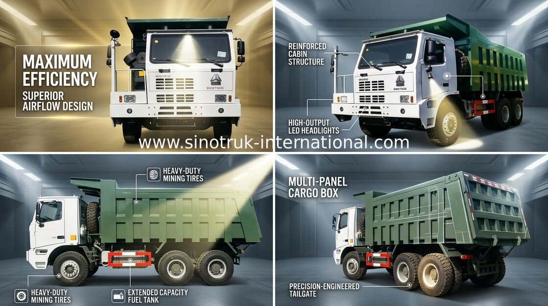 Βαρέων καθηκόντων Tipper φορτηγό απορρίψεων LHD με το μονομερές υψηλής αντοχής αμάξι σκελετών