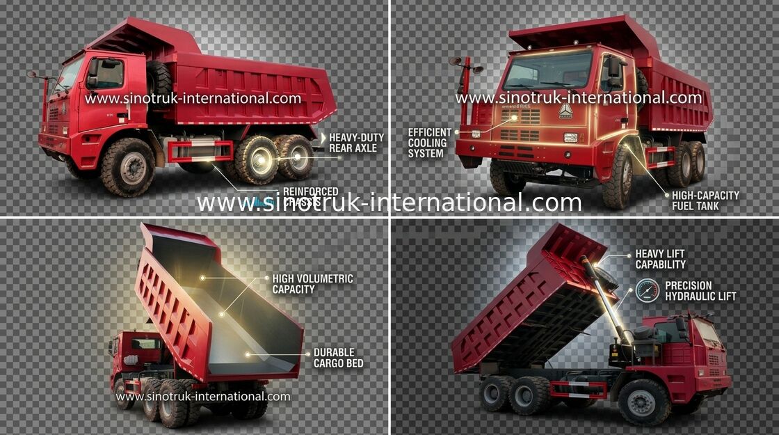 Tipper φορτηγό απορρίψεων SINOTRUK HOWO 70 να εξαγάγει LHD 6X4 371HP 70tons ZZ5707S3840AJ