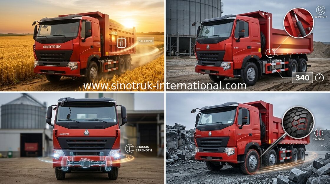 SINOTRUK Tipper μηχανή φορτηγών απορρίψεων HOWO A7 371HP για τη μεταλλεία ZZ3257N3847N1
