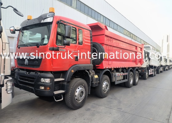 Sinotruk Howo Τρακ Τξ 400HP Euro 2 8 × 4 Lhd U σχήμα Φορτηγό κουτί Κόκκινο