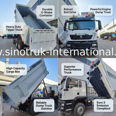 HOWO TX 6*4 Λευκό Ανατρεπόμενο Φορτηγό με Κινητήρα MAN 390HP & Κουτί Φορτίου 20CBM για Ανώτερη Απόδοση