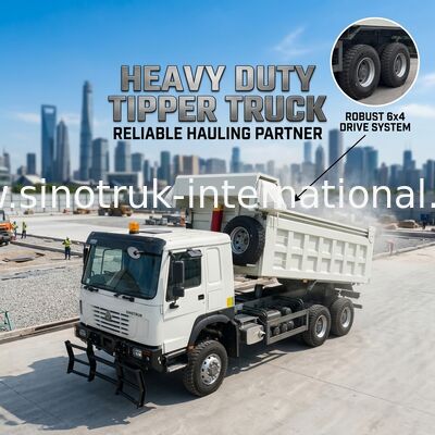 SINOTRUK 371HP 6 × 6 RHD HOWO Dump Truck Λευκό 19-20CBM Μετωπική ανύψωση Πλήρως κινούμενη, με σανίδα, δημοφιλές μοντέλο στη Γουιάνα