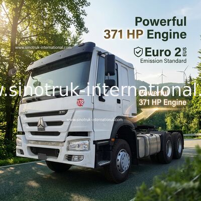 HOWO A7 Χρησιμοποιούμενο φορτηγό έλκησης LHD 6X4 Euro 2 371 HP Με υδραυλικό τιμόνι με υποβοήθηση λευκό