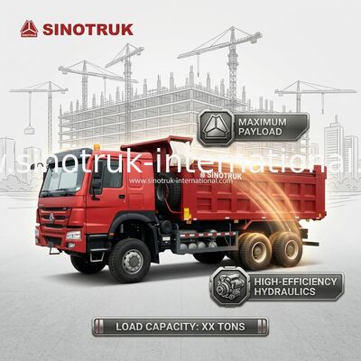 430HP Red HOWO 6*6 All-Wheel Drive Dump Truck με καμπίνα Φάντασμα-Face